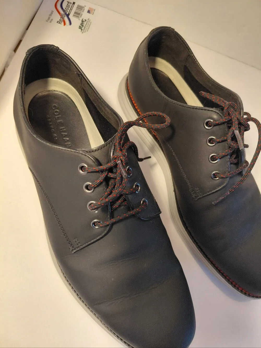 Cole Haan Black Grand OS Derby Shoes with Contrast Stitching